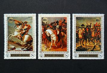 Rwanda - Paarden - schilderij - 3 prachtige zegels beschikbaar voor biedingen