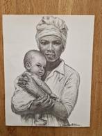 Potloodtekening van moeder en kind door J. Macdonald Henry, Ophalen of Verzenden