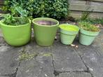 Vier potten voor buiten lime groen, Tuin en Terras, Tuin, 25 tot 40 cm, Rond, Gebruikt