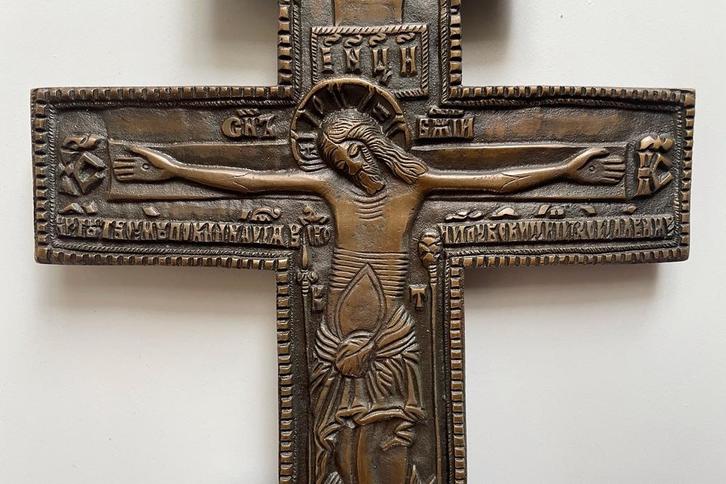 Ikoon, groot zegenkruis Rusland, Antiek en Kunst, Antiek | Religie, Ophalen of Verzenden