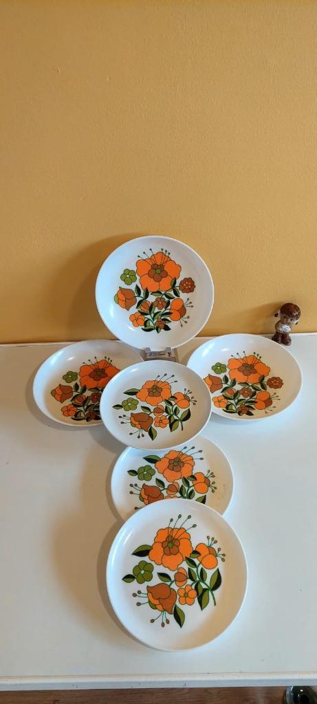 Retro vintage melamine borden van het merk Tefal, Huis en Inrichting, Keuken | Servies, Gebruikt, Bord(en), Overige stijlen, Overige materialen