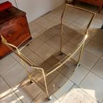Goudkleurige theetafel, Huis en Inrichting, Ophalen, Minder dan 55 cm, Gebruikt, Glas