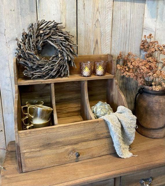 Houten gruttersbak met lade Nieuw, Antiek en Kunst, Curiosa en Brocante, Ophalen of Verzenden