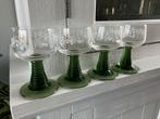 Vier 4 vintage glas roemer met druiven druiventak groen, Ophalen of Verzenden, Zo goed als nieuw, Overige typen
