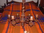 Prachtige antieke eiken bewerkte kroonlamp hanglamp lamp, Ophalen