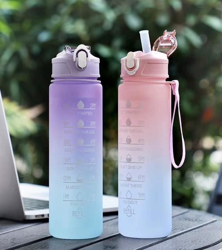NIEUW Motiverende Waterfles met Tijdmarkering - Gym & Thuis, Sport en Fitness, Bidons, Nieuw, Verzenden