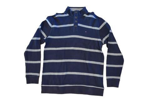 Tommy Hilfiger donker blauw gestreept mockneck sweater XL, Kleding | Heren, Truien en Vesten, Zo goed als nieuw, Maat 56/58 (XL)