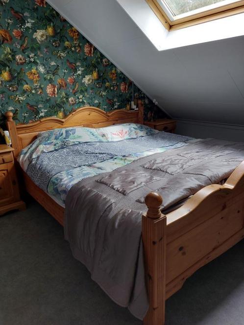 Grenen bed met nachtkastjes 180x200, Huis en Inrichting, Slaapkamer | Bedden, Gebruikt, Tweepersoons, 180 cm, 200 cm, Hout, Ophalen