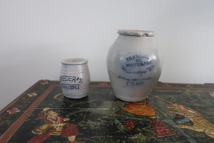 twee antieke mostert potjes, Antiek en Kunst, Antiek | Servies los, Ophalen of Verzenden