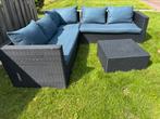 Z.g.a.n. wicker loungeset loungebank met kussens, 5 zitplaatsen, Bank, Ophalen of Verzenden, Zo goed als nieuw
