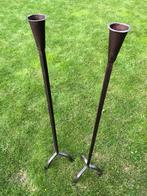 Set van 2 metalen kandelaars - 1 meter hoog, Antiek en Kunst, Ophalen of Verzenden, Overige materialen