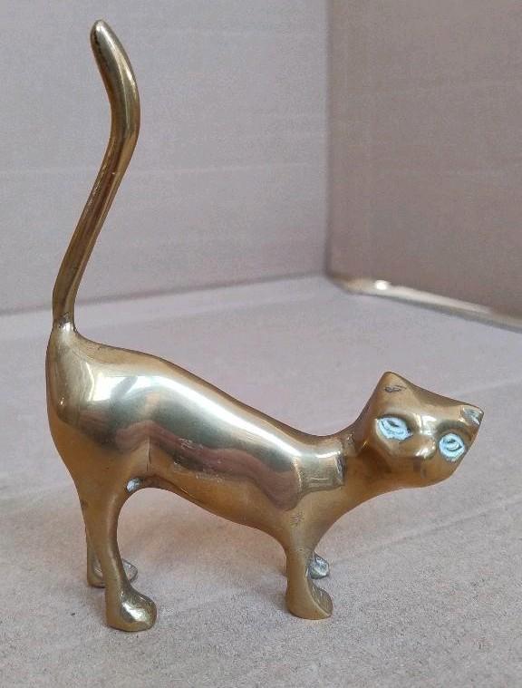 Groot brons messing kat beeldje 220 gram, Antiek en Kunst, Antiek | Koper en Brons, Brons, Ophalen of Verzenden