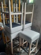 6 mooie skai wit leren barkrukken, Ophalen, 5 krukken of meer, Met voetsteun, 60 tot 90 cm