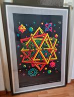 Poster vintage naar houten kunstwerk M.C. Escher Stars uniek, Ophalen