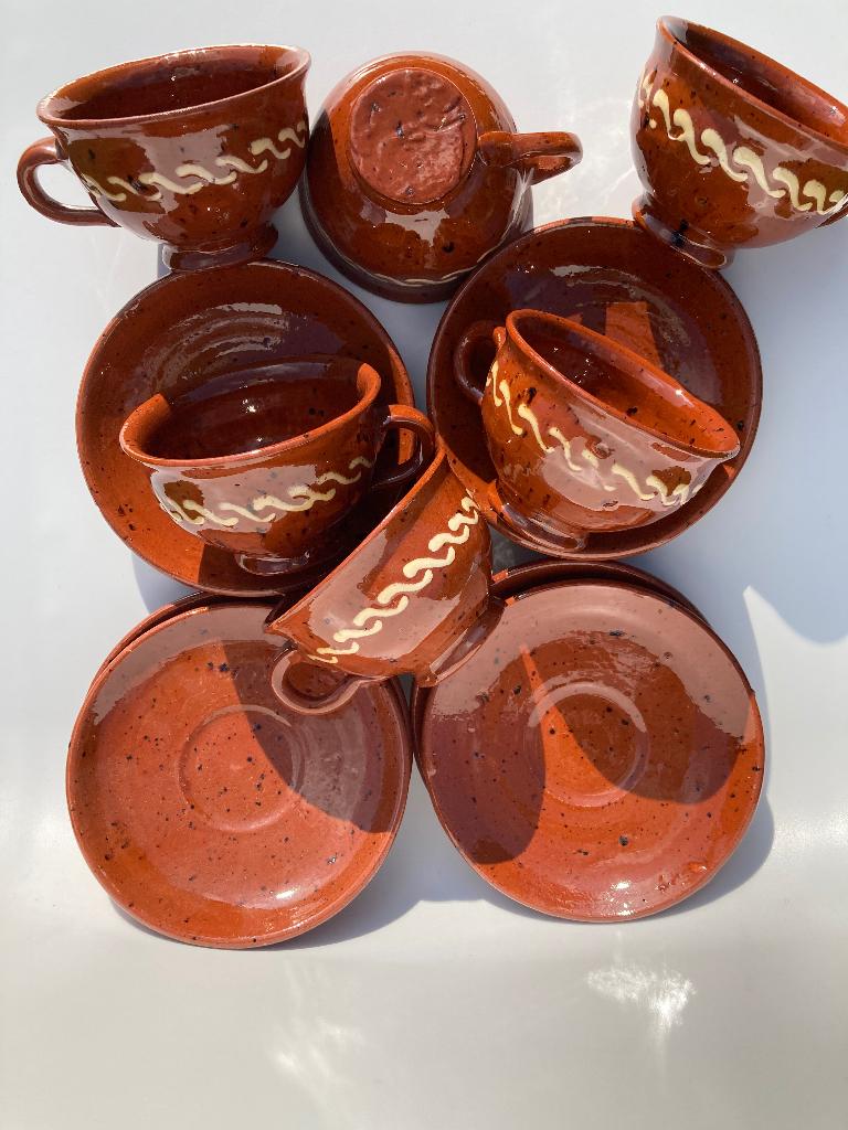 Workumer aardewerk 6 kop en schotels handgemaakt Friesland, Antiek en Kunst, Antiek | Keramiek en Aardewerk, Ophalen of Verzenden