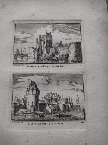 063/064 Haarlem Schalkwijker en Spare Brug Kopergravure dl 3 beschikbaar voor biedingen