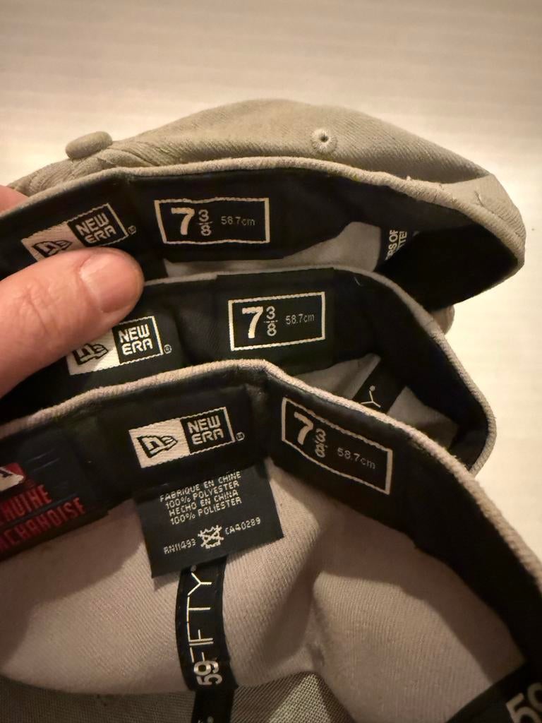Set van 3 Grijze New Era Boston Red Sox Petten, Ophalen, Zo goed als nieuw, 58 of 59 cm (L, 7¼ of ⅜ inch), Pet