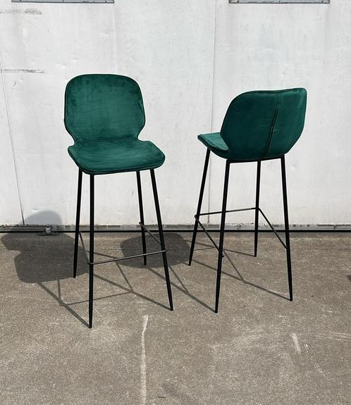 2 stuks luxe velvet groene horeca barkrukken, Huis en Inrichting, Barkrukken, Zo goed als nieuw, Metaal, Ophalen