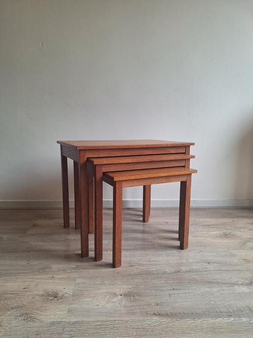 Origineel Deense mimeset, Huis en Inrichting, Tafels | Bijzettafels, Zo goed als nieuw, Rechthoekig, Minder dan 45 cm, Minder dan 55 cm