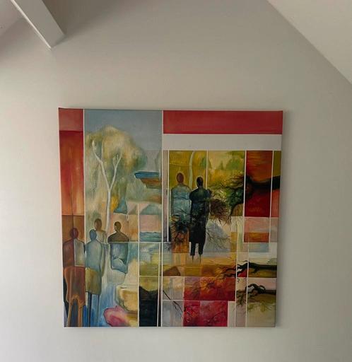 Schilderij kunstenaar abstract rood mensen kunst, Antiek en Kunst, Kunst | Schilderijen | Abstract, Ophalen of Verzenden