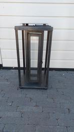 Windlicht zwart metaal en glas, Huis en Inrichting, Woonaccessoires | Zuilen en Pilaren, Ophalen, Gebruikt