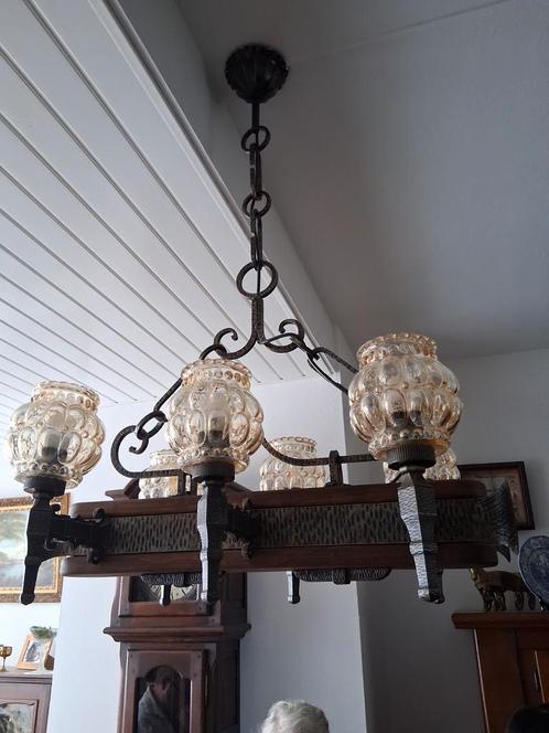 Rustieke kroonluchter met zes lichtpunten, Antiek en Kunst, Antiek | Lampen, Ophalen