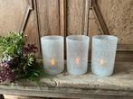 NIEUW set van 3 bubbel glazen windlichten, Huis en Inrichting, Ophalen of Verzenden, Nieuw