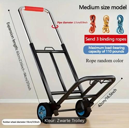 Zwarte Trolley Steekwagen – Nieuw €30, Doe-het-zelf en Verbouw, Transportwagens, Nieuw, Ophalen of Verzenden