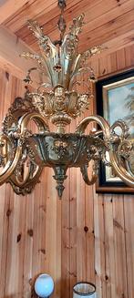 Twee bronzen Italiaanse Barokke stijl kroonluchter 1970, Huis en Inrichting, Lampen | Kroonluchters, Ophalen of Verzenden, Metaal