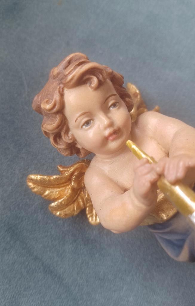 Oud houten engeltje kerst engel houtsnijwerk, Antiek en Kunst, Antiek | Religie, Ophalen of Verzenden