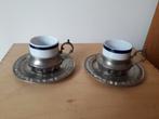 2v Tinnen kop en schotel, Kahla porselein, Antiek en Kunst, Antiek | Tin, Ophalen of Verzenden