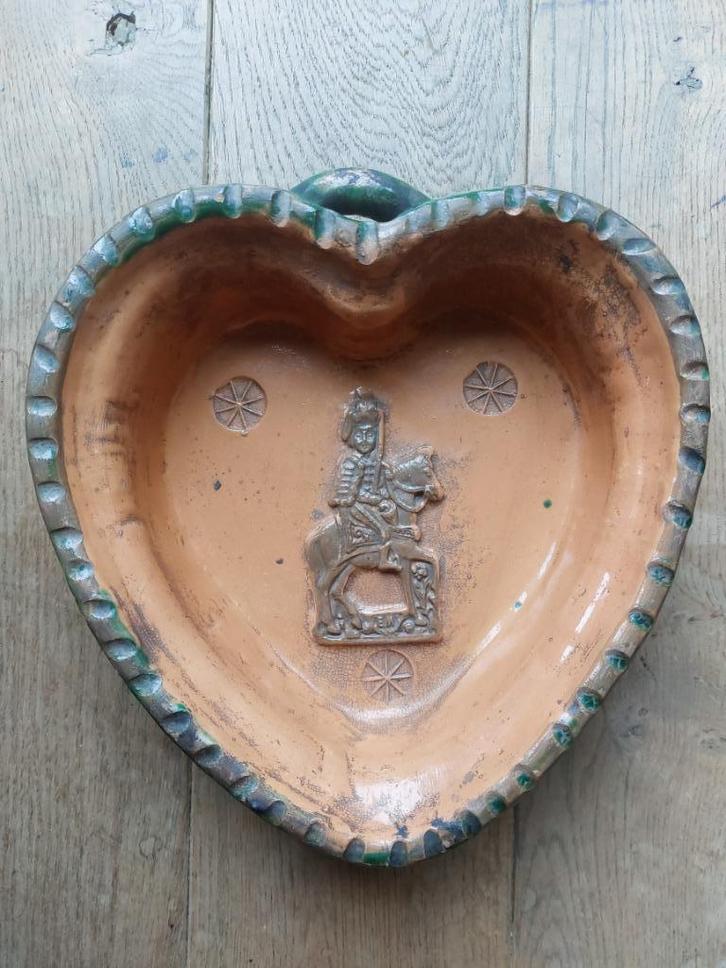 Antieke grote bakvorm Duits bauer aardewerk hart man paard, Antiek en Kunst, Antiek | Keramiek en Aardewerk, Ophalen of Verzenden