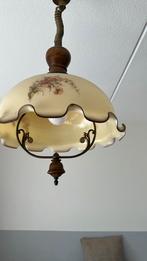 Vintage hanglamp met bloemmotief, Ophalen of Verzenden, Gebruikt, Glas, Minder dan 50 cm