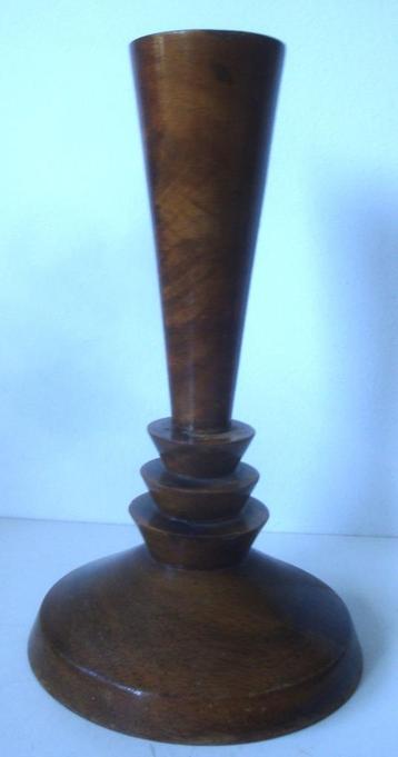 Antieke kandelaar, notenhout, art deco, 23 cm, 13,8 cm doors beschikbaar voor biedingen