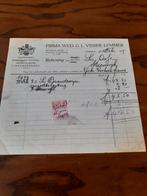 Lemmer distilleerderij Visser factuur 1937, Ophalen of Verzenden, Zo goed als nieuw, Overige typen