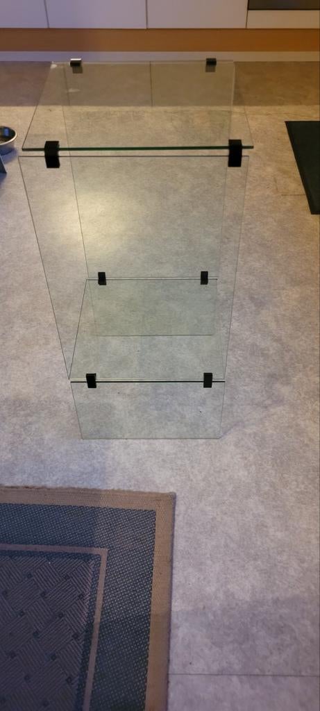 Glazen stereo meubel, Huis en Inrichting, Ophalen, Minder dan 50 cm, Gebruikt, Glas
