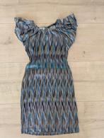 Talking French zijden jurk met vlinder mouw maat 38 petrol, Ophalen of Verzenden, Zo goed als nieuw, Maat 38/40 (M), Blauw
