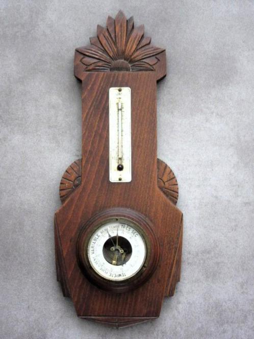 Oude art-deco thermometer en barometer, Audio, Tv en Foto, Weerstations en Barometers, Barometer, Ophalen