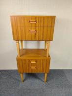 Vintage nachtkastjes / ladekastjes met houtfineer  jaren 70, Ophalen, Huis en Inrichting