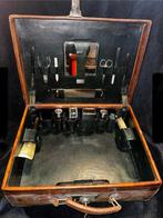 Vintage Lederen reiskoffer met inhoud, Ophalen of Verzenden