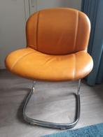 Lederen vintage design stoel - RIMA Italy, Huis en Inrichting, Stoelen, Gebruikt, Metaal, Design 70's, Bruin