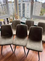 Stoelenset: zes suede stoelen, Huis en Inrichting, Stoelen, Ophalen, Overige materialen, Gebruikt, Overige kleuren