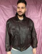 Vintage bruine leren jas - jaren 80/80’s - L/large, Maat 52/54 (L), Bruin, Vintage, Ophalen of Verzenden