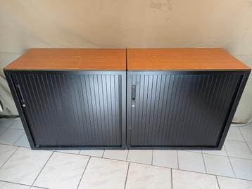 2 roldeurkasten 80x45x74cm en 1 hangmappen kast kleur zwart  beschikbaar voor biedingen