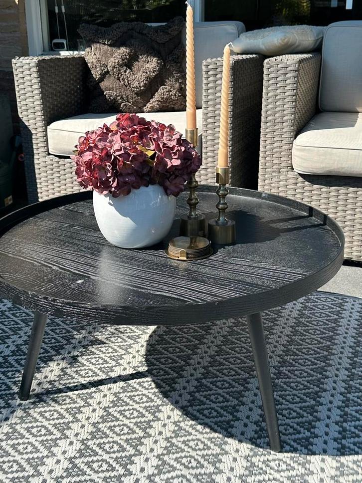 Woood Mesa ronde salontafel zwart, Huis en Inrichting, Tafels | Salontafels, Zo goed als nieuw, Minder dan 50 cm, 50 tot 100 cm