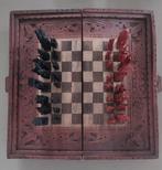 Houten schaakspel met opbergruimte, Een of twee spelers, Onbekend, Ophalen of Verzenden, Zo goed als nieuw