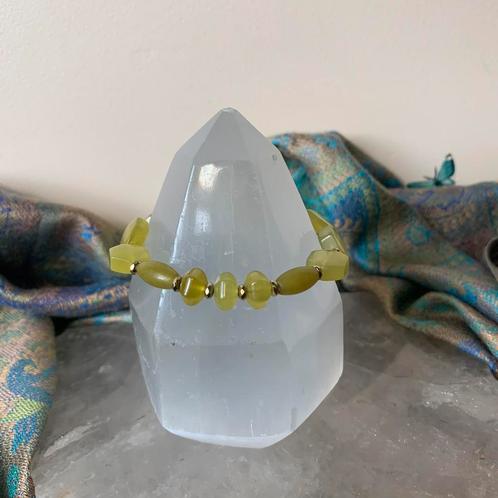 Peridoot olivijn geluk beschermt straling intuïtie zuivert, Sieraden, Tassen en Uiterlijk, Armbanden, Nieuw, Elastiek, Groen, Met bedels of kralen