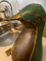 Houten Pinguïn met koper, Antiek en Kunst, Kunst | Beelden en Houtsnijwerken, Ophalen of Verzenden