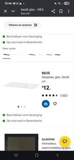 Ikea besta 56 x 36 cm glasplankjes glasplaat en witte plank, Huis en Inrichting, Kasten | Wandmeubels, Ophalen, Zo goed als nieuw
