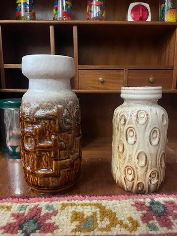 Vintage bruin beige jaren 70 west germany vaas beschikbaar voor biedingen